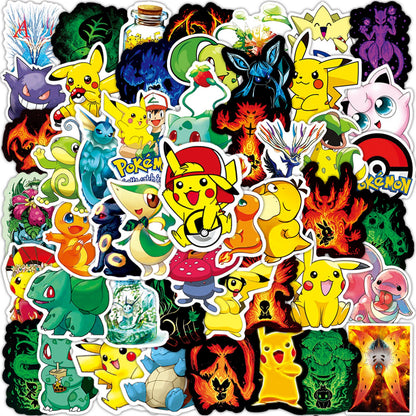 100Pcs Pokémon Pikachu Sticker Set featuring vibrant designs perfect for personalizing laptops, water bottles, and notebooks - PARTYMART NZ