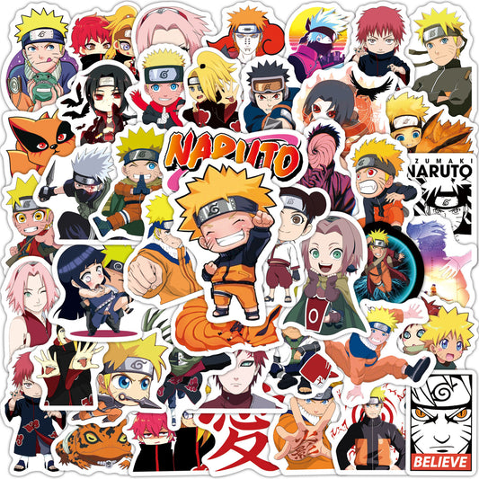 100Pcs Naruto Sticker Set featuring vibrant designs perfect for personalizing laptops, water bottles, and notebooks - PARTYMART NZ