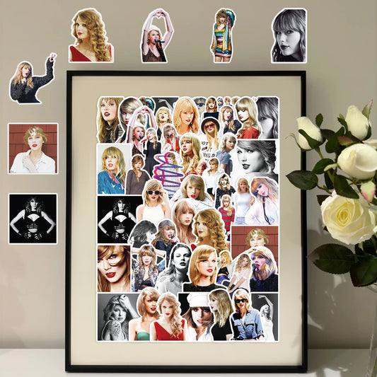 50Pcs Taylor Swift Sticker Set featuring vibrant designs for laptops, water bottles, and notebooks - PARTYMART NZ. Perfect for Swifties, party favors, and birthday gifts.