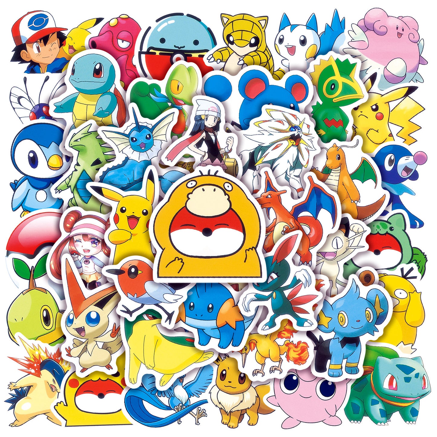 100Pcs Pokémon Pikachu Sticker Set featuring vibrant designs perfect for personalizing laptops, water bottles, and notebooks - PARTYMART NZ