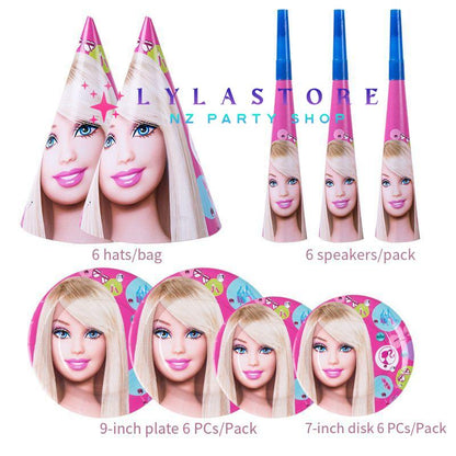 barbie-princess-hat-plates-speaker-birthday-decoration-lylastore.com