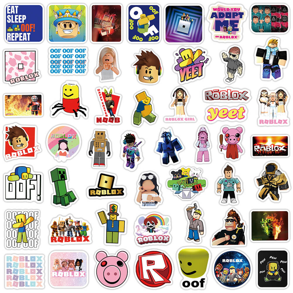 50Pcs Roblox Sticker Set featuring vibrant, fun designs perfect for decorating laptops, water bottles, and notebooks - PARTYMART NZ.