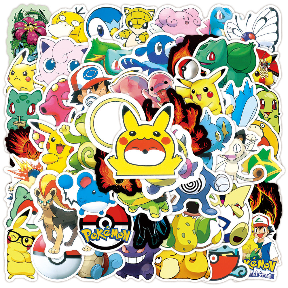 100Pcs Pokémon Pikachu Sticker Set featuring vibrant designs perfect for personalizing laptops, water bottles, and notebooks - PARTYMART NZ