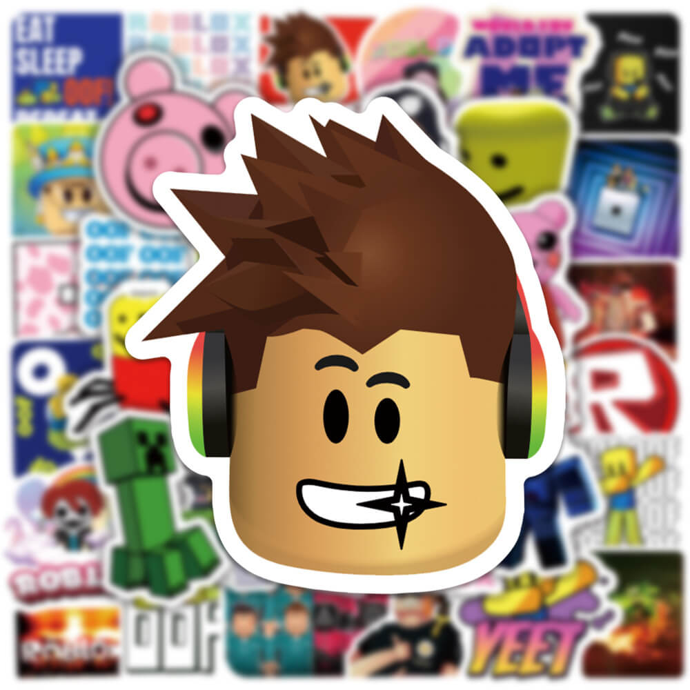 50Pcs Roblox Sticker Set featuring vibrant, fun designs perfect for decorating laptops, water bottles, and notebooks - PARTYMART NZ.