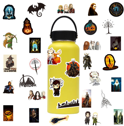 50Pcs Hobbit Sticker Set featuring vibrant designs perfect for personalizing laptops, water bottles, and notebooks - PARTYMART NZ