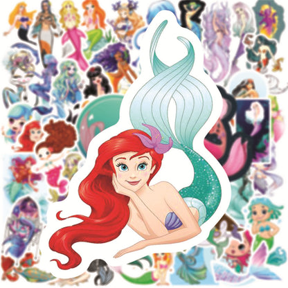 50Pcs Mermaid Sticker Set featuring vibrant designs perfect for personalizing laptops, water bottles, and notebooks - PARTYMART NZ