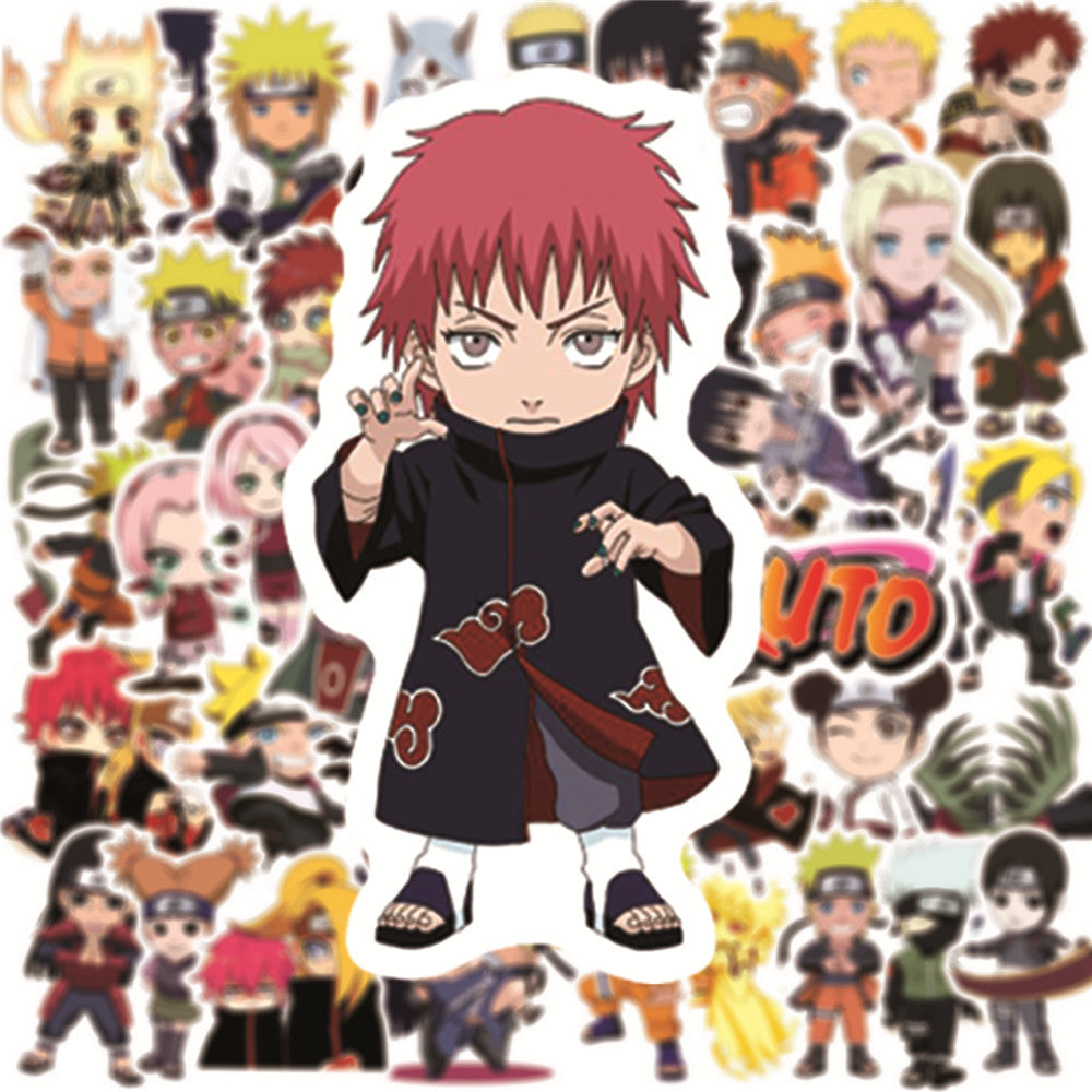 100Pcs Naruto Sticker Set featuring vibrant designs perfect for personalizing laptops, water bottles, and notebooks - PARTYMART NZ