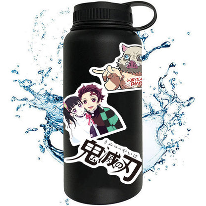 100Pcs Demon Slayer-Kimetsu no Yaiba Sticker Set featuring vibrant designs perfect for personalizing laptops, water bottles, and notebooks - PARTYMART NZ