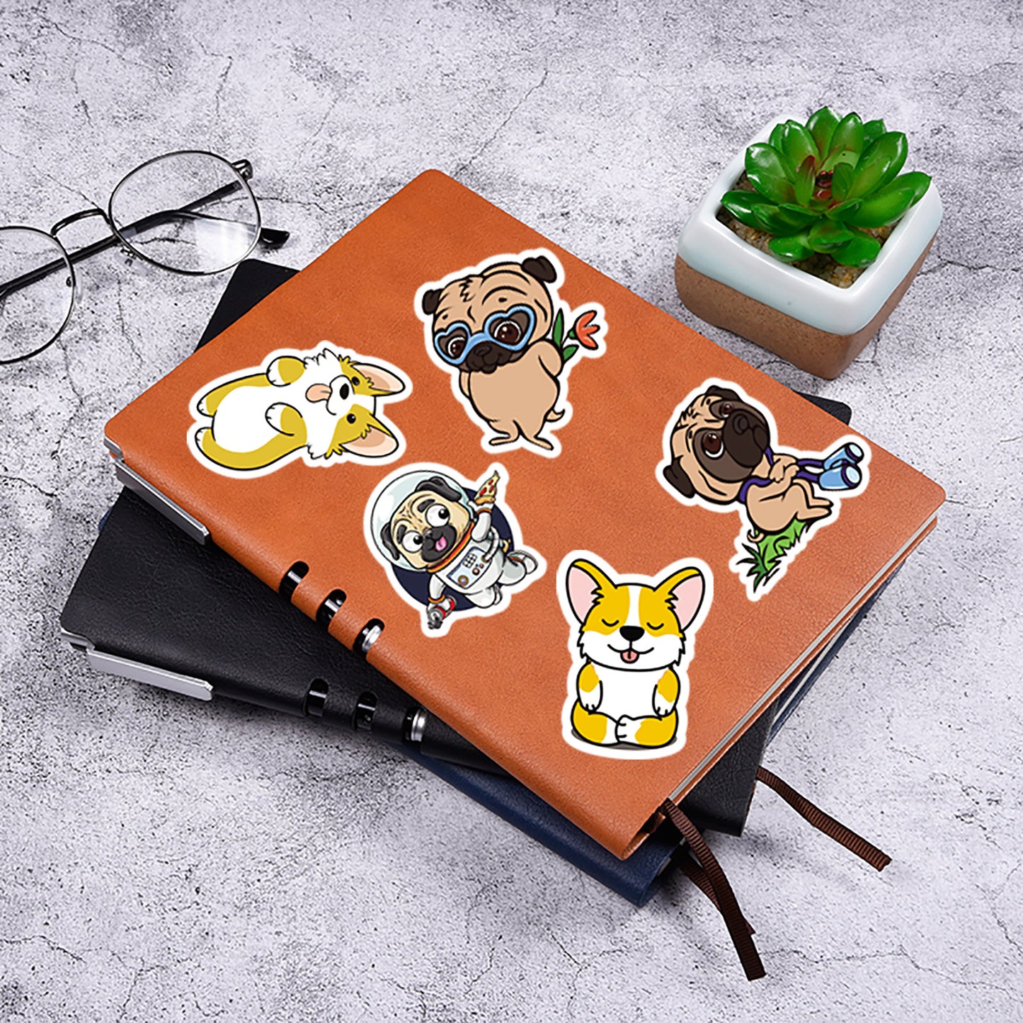 50Pcs Dog Corgi Chapu Sticker Set featuring vibrant designs perfect for personalizing laptops, water bottles, and notebooks - PARTYMART NZ