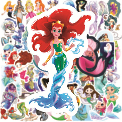 50Pcs Mermaid Sticker Set featuring vibrant designs perfect for personalizing laptops, water bottles, and notebooks - PARTYMART NZ