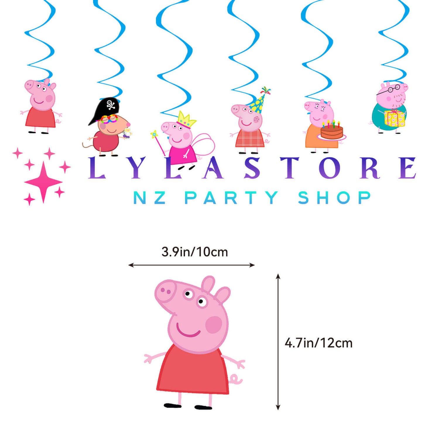 Peppa Pig Birthday Party Balloon Decoration Set - Includes Cupcake Toppers, Swirl Decorations, Cake Topper, and Birthday Banner - PARTYMART(LYLASTORE)