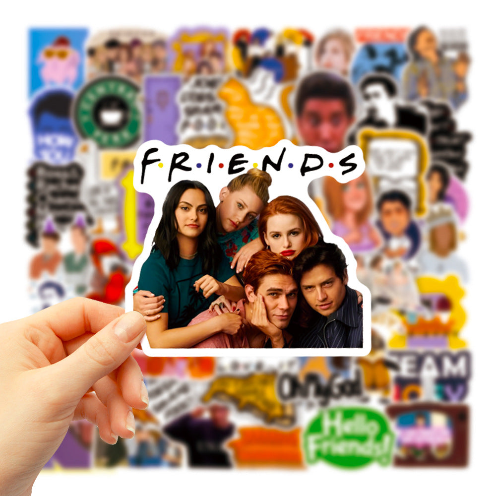 50Pcs Friends Sticker Set featuring classic designs perfect for personalizing laptops, water bottles, and notebooks - PARTYMART NZ.