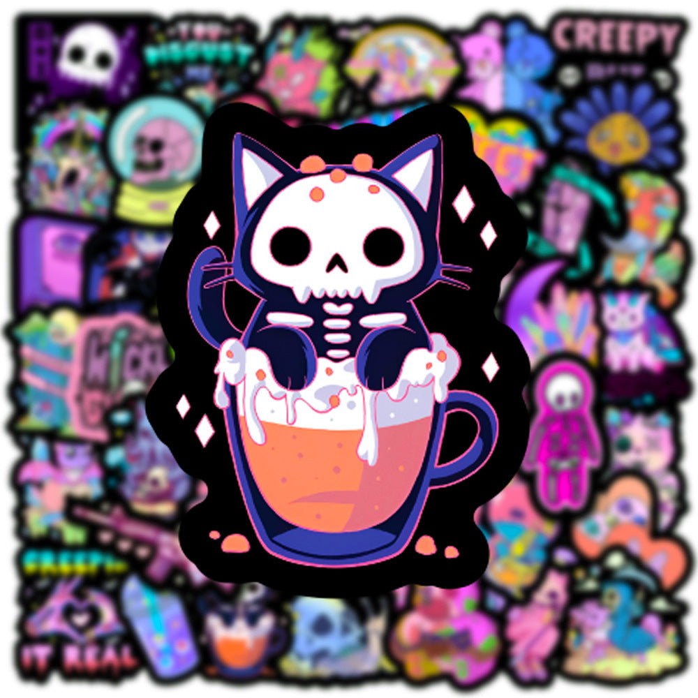 100Pcs Gothic Horror Sticker Set featuring spooky designs perfect for decorating laptops, water bottles, and notebooks - PARTYMART NZ