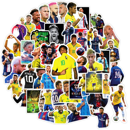 50Pcs Neymar Football Sticker Set featuring vibrant, sporty designs perfect for decorating laptops, water bottles, and notebooks - PARTYMART NZ