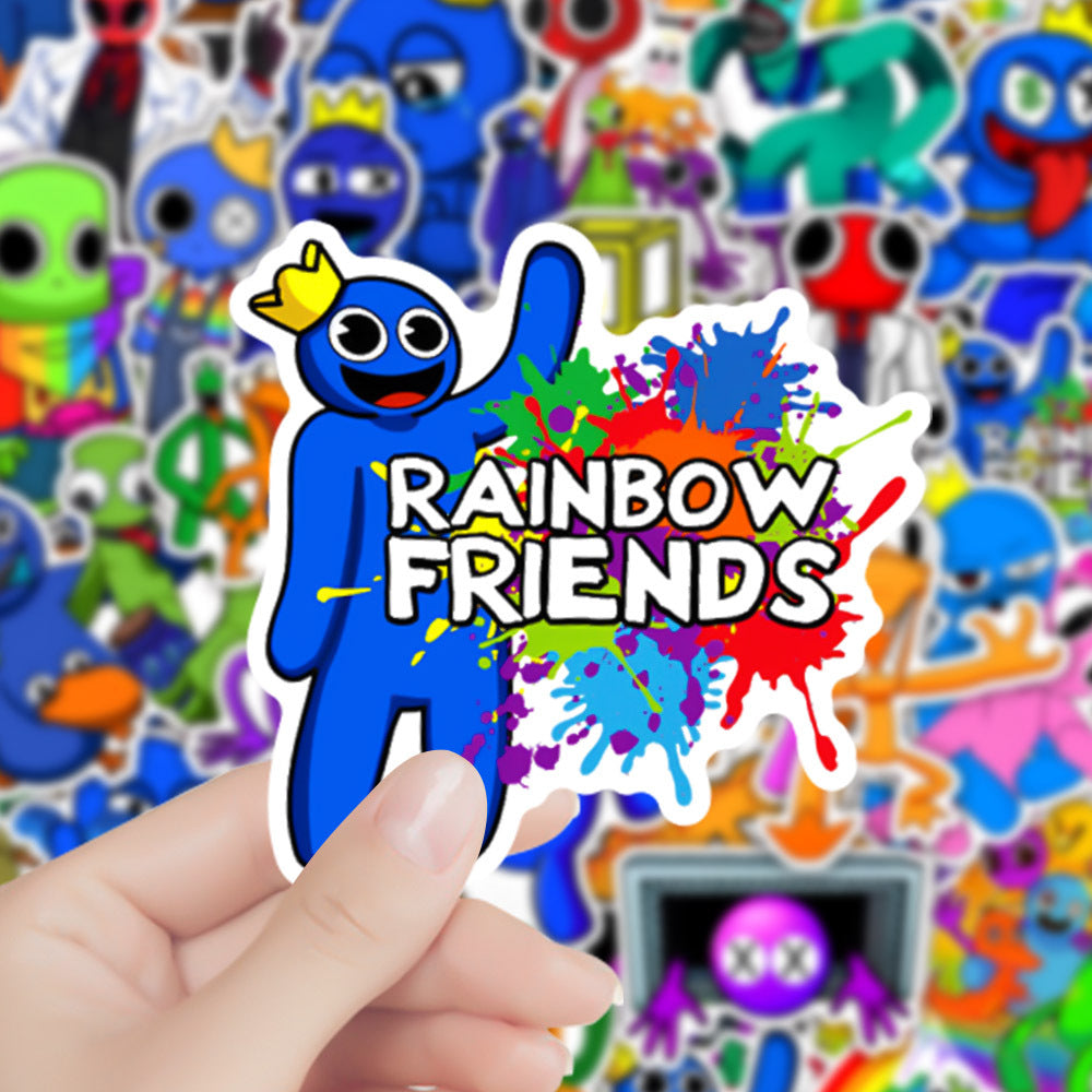 100Pcs Rainbow Friends Sticker Set featuring colorful designs perfect for decorating laptops, water bottles, and notebooks - PARTYMART NZ