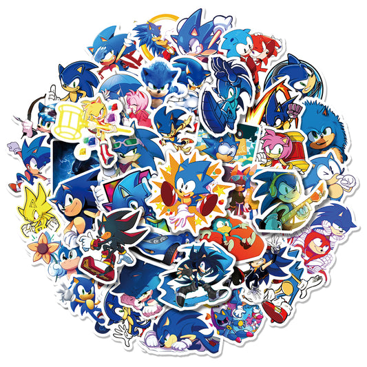 50Pcs Sonic Sticker Set featuring Sonic the Hedgehog and friends, perfect for decorating laptops, water bottles, and notebooks - PARTYMART NZ. Ideal for Sonic-themed parties and birthday gifts