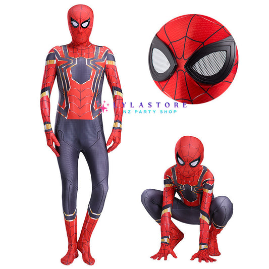 Spiderman Costume Mask Set for adults and kids showcasing classic and Miles Morales designs - PARTYMART NZ