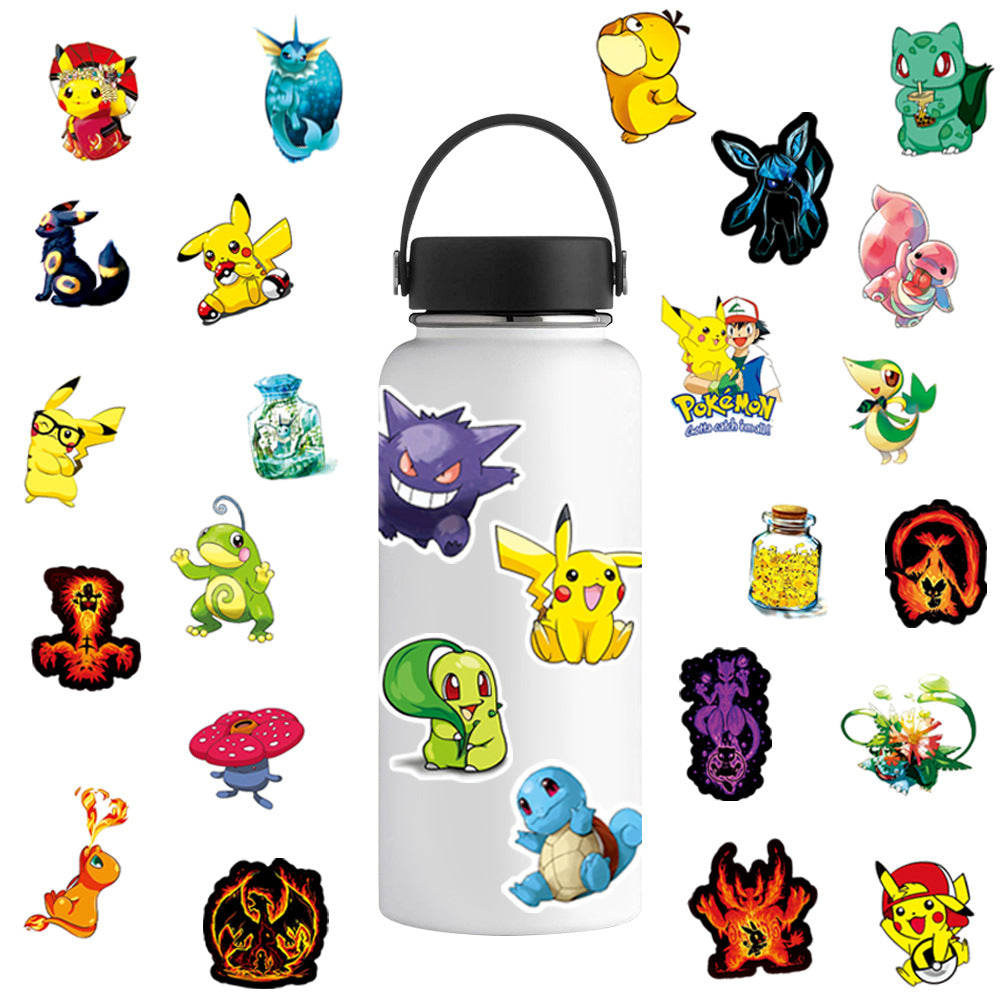 100Pcs Pokémon Pikachu Sticker Set featuring vibrant designs perfect for personalizing laptops, water bottles, and notebooks - PARTYMART NZ