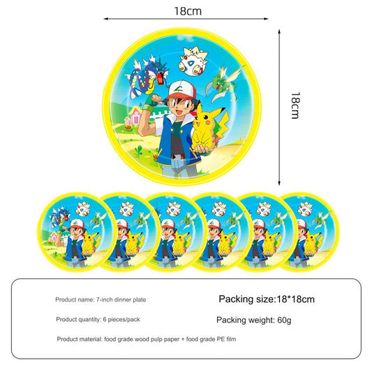 6 PCS Pokémon Pikachu Birthday Party Plates. Disposable for easy cleanup and convenience. Usage: Perfect for serving food at birthday parties, celebrations, and any Pokémon Pikachu -themed events.