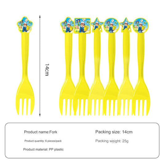 6 PCS Pokémon Pikachu Birthday Party Fork. Disposable for easy cleanup and convenience. Usage: Perfect for serving food at birthday parties, celebrations, and any Pokémon Pikachu -themed events.