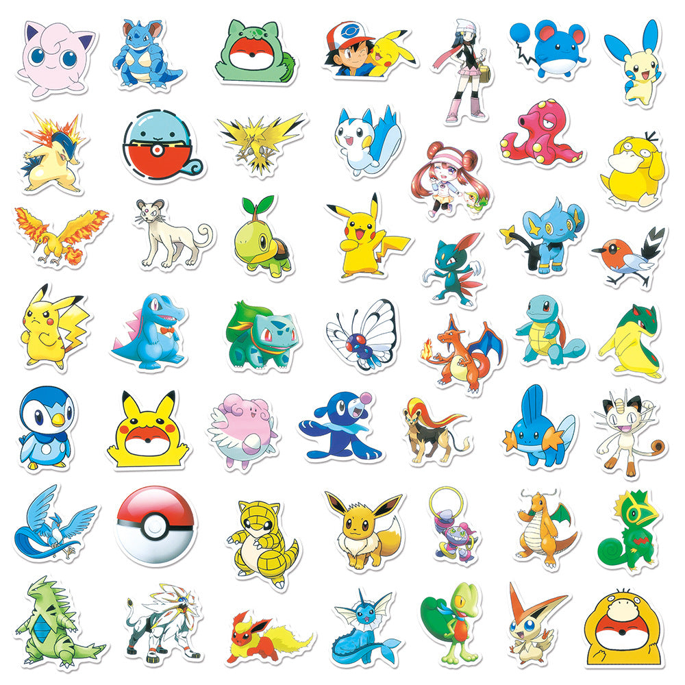 100Pcs Pokémon Pikachu Sticker Set featuring vibrant designs perfect for personalizing laptops, water bottles, and notebooks - PARTYMART NZ