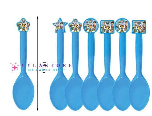 Paw Patrol Birthday Party Spoons- 6pcs Set featuring colorful designs of popular Paw Patrol characters. Perfect for birthday parties, school events, and celebrations in Auckland, NZ.