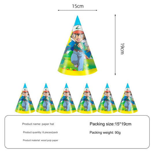 6 PCS Pokémon Pikachu Birthday Party Hats. Disposable for easy cleanup and convenience. Usage: Perfect for serving food at birthday parties, celebrations, and any Pokémon Pikachu -themed events.