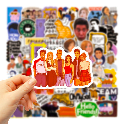 50Pcs Friends Sticker Set featuring classic designs perfect for personalizing laptops, water bottles, and notebooks - PARTYMART NZ.