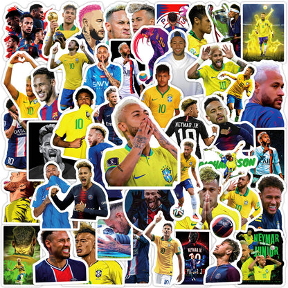 50Pcs Neymar Football Sticker Set featuring vibrant, sporty designs perfect for decorating laptops, water bottles, and notebooks - PARTYMART NZ