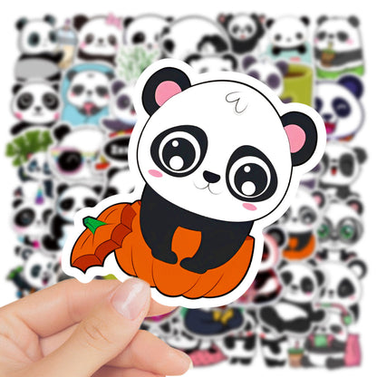 50Pcs Panda Sticker Set featuring cute and vibrant designs perfect for decorating laptops, water bottles, and notebooks - PARTYMART NZ