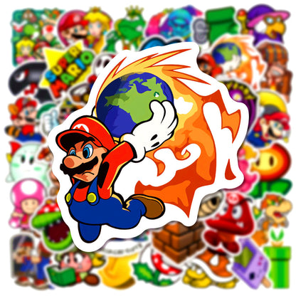 100Pcs Super Mario Sticker Set featuring vibrant designs perfect for decorating laptops, water bottles, and notebooks - PARTYMART NZ