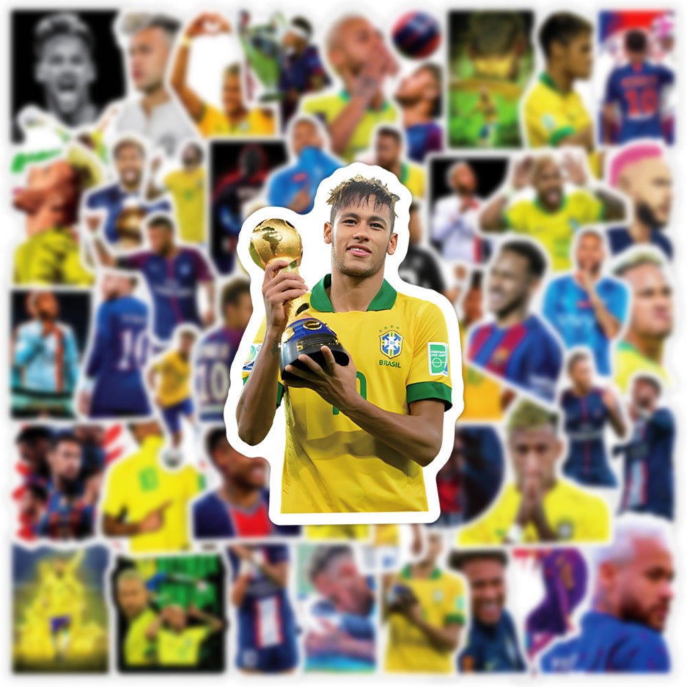 50Pcs Neymar Football Sticker Set featuring vibrant, sporty designs perfect for decorating laptops, water bottles, and notebooks - PARTYMART NZ