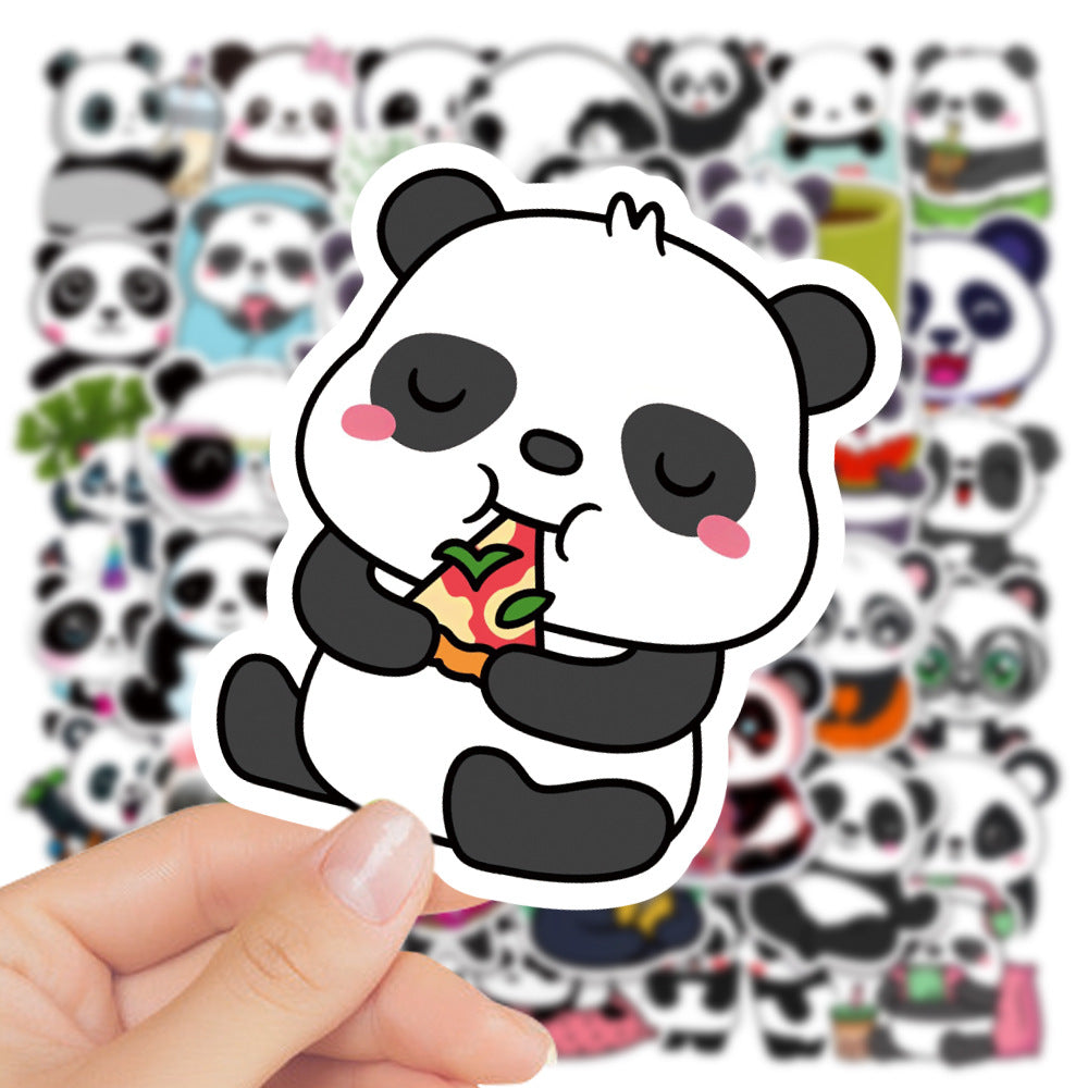 50Pcs Panda Sticker Set featuring cute and vibrant designs perfect for decorating laptops, water bottles, and notebooks - PARTYMART NZ