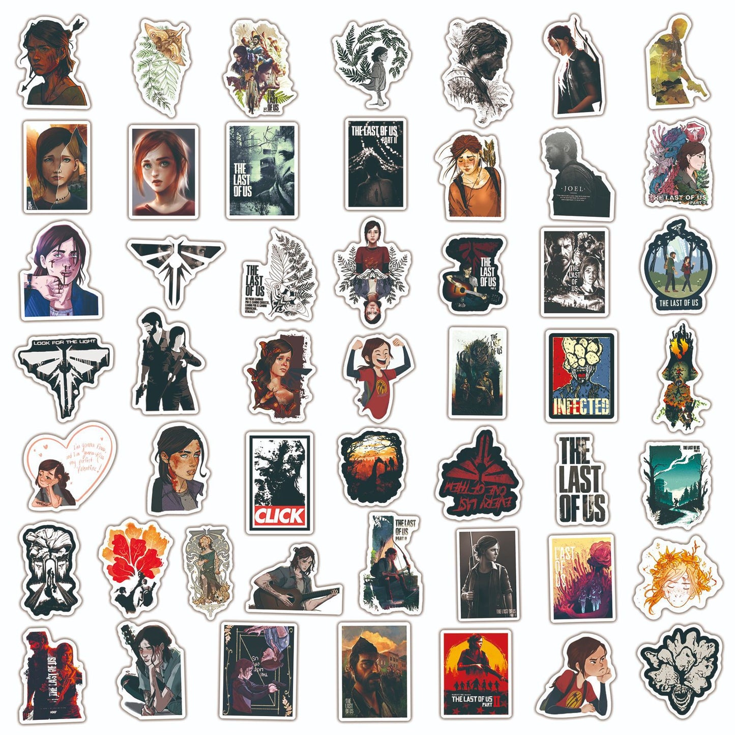 100Pcs The Last Of Us Sticker Set featuring detailed designs perfect for decorating laptops, water bottles, and notebooks - PARTYMART NZ