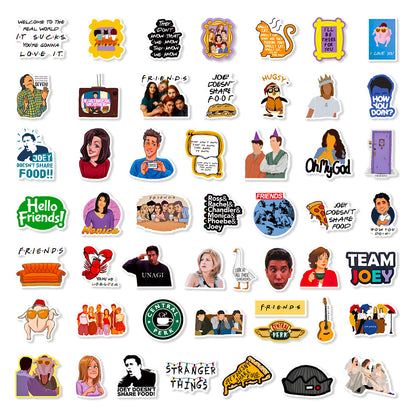 50Pcs Friends Sticker Set featuring classic designs perfect for personalizing laptops, water bottles, and notebooks - PARTYMART NZ.