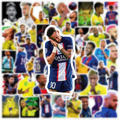 50Pcs Neymar Football Sticker Set featuring vibrant, sporty designs perfect for decorating laptops, water bottles, and notebooks - PARTYMART NZ