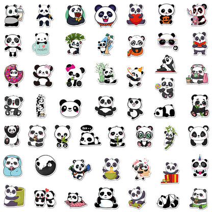 50Pcs Panda Sticker Set featuring cute and vibrant designs perfect for decorating laptops, water bottles, and notebooks - PARTYMART NZ