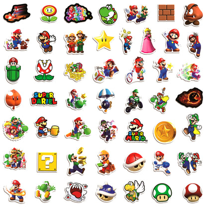 100Pcs Super Mario Sticker Set featuring vibrant designs perfect for decorating laptops, water bottles, and notebooks - PARTYMART NZ