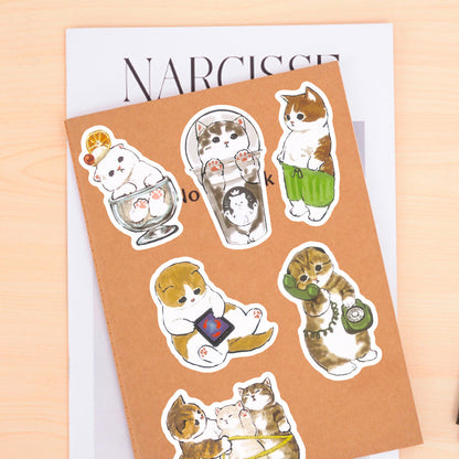 100Pcs Ink Cute Cat Sticker Set featuring adorable designs perfect for decorating laptops, water bottles, and notebooks - PARTYMART NZ