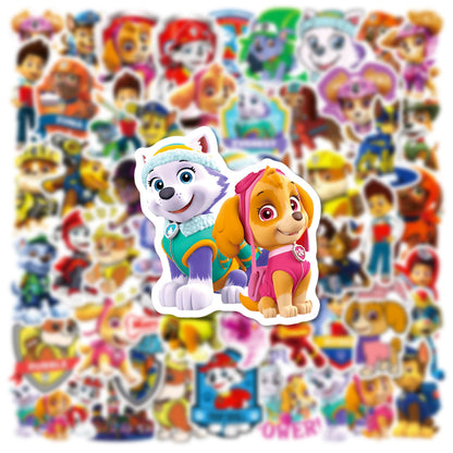 50Pcs Paw Patrol Sticker Set featuring vibrant designs of beloved characters, perfect for decorating laptops, water bottles, and notebooks - PARTYMART NZ. Ideal for Paw Patrol-themed parties and birthday gifts