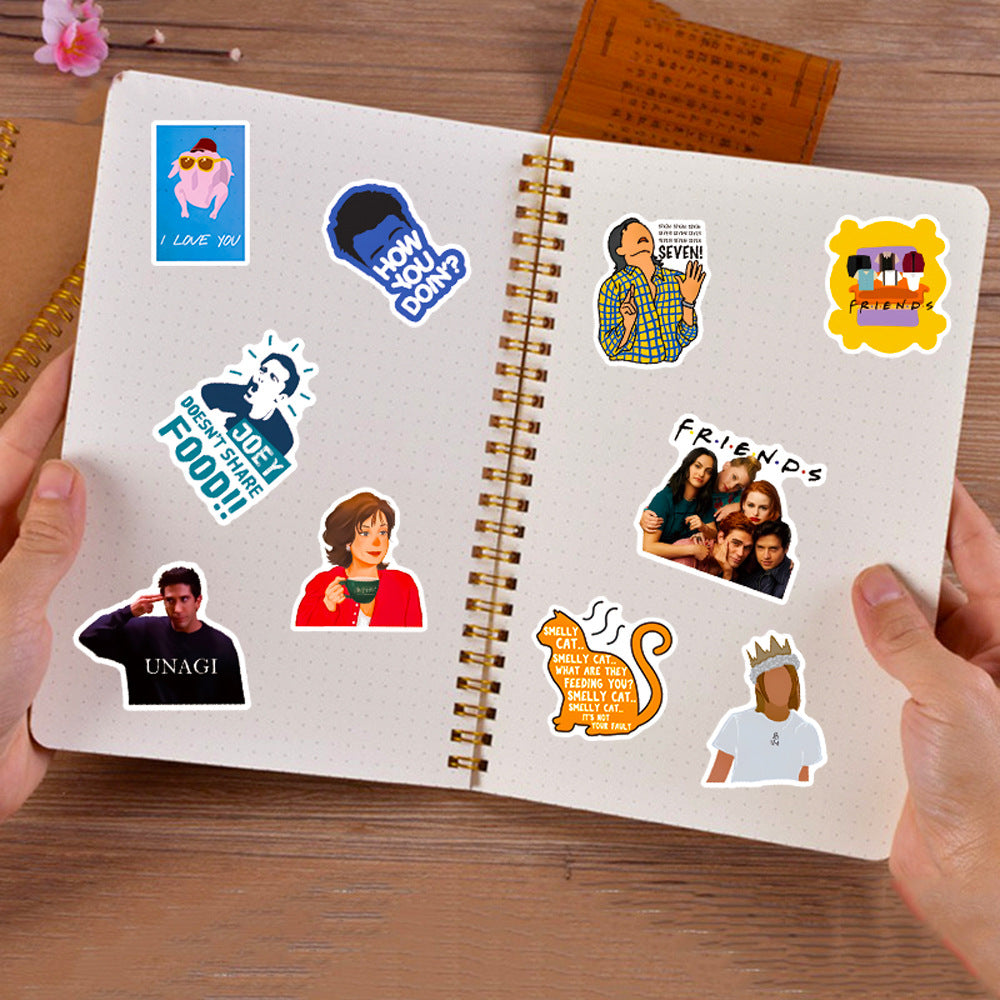 50Pcs Friends Sticker Set featuring classic designs perfect for personalizing laptops, water bottles, and notebooks - PARTYMART NZ.