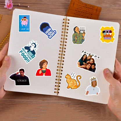 50Pcs Friends Sticker Set featuring classic designs perfect for personalizing laptops, water bottles, and notebooks - PARTYMART NZ.