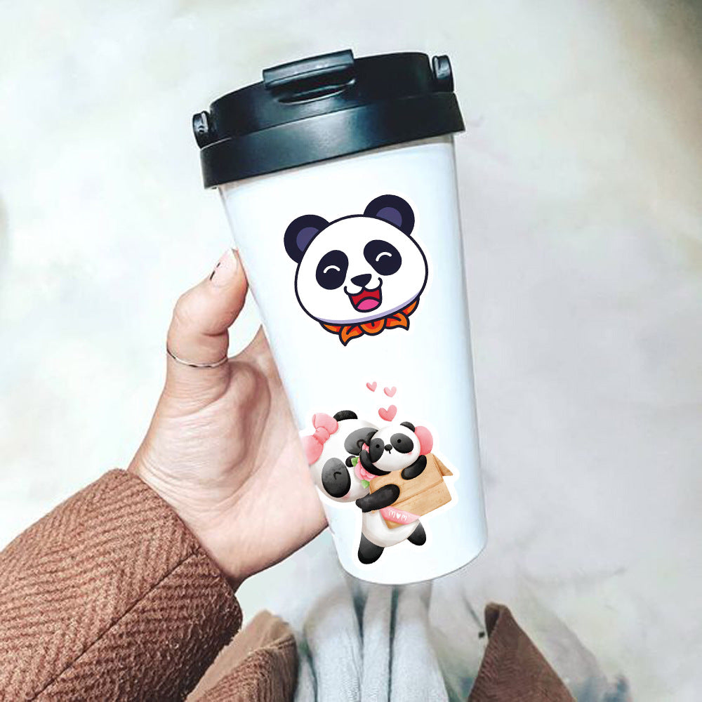 50Pcs Panda Sticker Set featuring cute and vibrant designs perfect for decorating laptops, water bottles, and notebooks - PARTYMART NZ