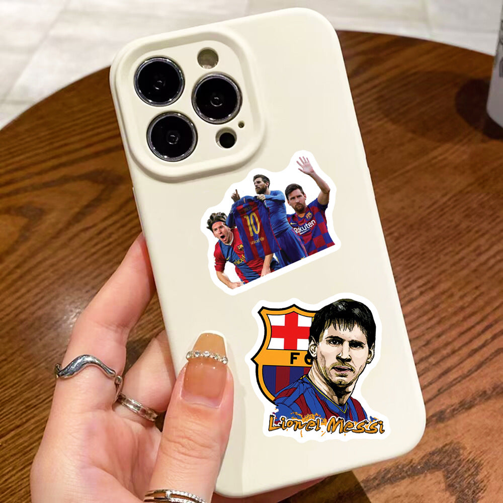 50Pcs Messi Football Sticker Set featuring iconic football designs perfect for decorating laptops, water bottles, and notebooks - PARTYMART NZ